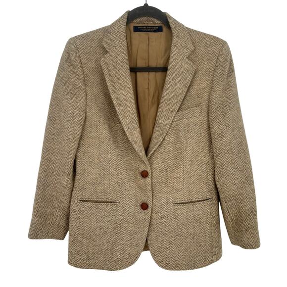 Brooks Brothers Cream Tweed Blazer Pockets Lined Academia Preppy Professional S - Picture 1 of 11